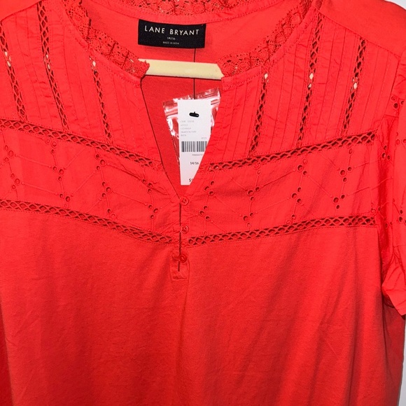 NWT Lane Bryant Eyelet & Knit Notch-Neck Top Size 14/16 Plus - Picture 2 of 6